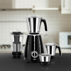 Wipro Elato FMG209 800 Watt Mixer Grinder with 4 Jars,Heavy Duty 100% Copper Ball Bearing Motor with 5 Year Warranty,Superfast Grinding,Clip Lids - Hands Free use, 4 Jars Mixer Grinder 800 Watt,Black