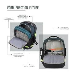 Gear Turbo 21"/45L Large Water Resistant Anti theft Laptop Backpack with Raincover | Backpack | Daypack |Briefcase | Travel Bag For Men/Women (Black - Grey)