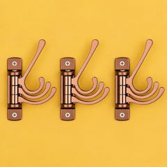 iSTAR Wall Hooks for Hanging | Flexible 4 Pin Hooks Bathroom Cloth Hanger Wall Hook Door Robe Hooks for Hanging Keys, Clothes, Towel (Rose Gold, Pack of 3)