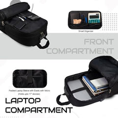 F Gear Omega Black 25L Laptop Backpack with USB Charging Port & Number Lock | 2 Compartments & 1 Pocket | Anti-theft, Durable, Comfortable & Water-Resistant bag for Men Women, Fits Upto 17 Inch Laptop