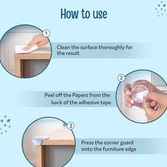 Luvlap Furniture Corner Guard for Baby Safety, 10 Pcs, 3M Adhesive, Baby Silicon Corner Protector, Baby Proofing Edge Guards for Furniture, Non Toxic, BPA Free, Transparent, Round