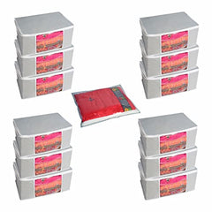 Homestrap set of 6 Foldable Saree Covers/Clothes Storage Bag/Wardrobe Organizer With Transparent Window And Zip For Lehenga, Suit, Dress,& Accessories (Grey)(Featured on Shark Tank), Polypropylene