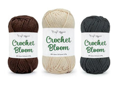 Craft Affair | Crochet Bloom Cotton Yarn 8ply (Each Color 2mm, 77Meter, 50Gram) 100% Pure Cotton | for Knitting Yarn | Craft & DIY Project: Grey, Pink, Off White