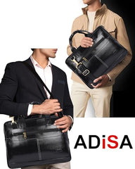 ADISA Laptop Bag for Men - Faux Leather Office Messenger Briefcase with Laptop Compartment for Work, Business, Corporate & Professional Use (LB6050)