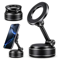 (1 Year Warranty) 360° N52 Strong Magnetic Vacuum Phone Holder, Strong Suction Mobile Mount for Car Dashboard, Windshield, Mirror & Smooth Surfaces, Hands-Free Universal Smartphone Holder - Black
