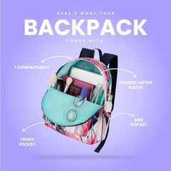 Genie Miami Laptop Backpack for Women (16 Inches) | Modern Office, College & Travel Laptop Backpack | Padded Laptop Sleeve | Rose