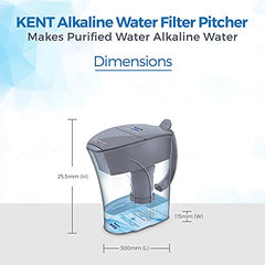 KENT Alkaline Water Filter Pitcher | 3.5 Liters Filtration Pitcher | Balances pH Levels | Blue