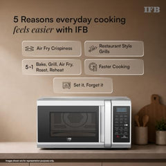 IFB 28 L Air Fry Convection Microwave with 5 in 1 Versatility Bake, Grill, Roast, Reheat, Combi-Cook Mode, Paneer/Ghee Modes, 300 Auto Cook Menus (28SC5, Silver, Auto Defrost,10 Power Levels)