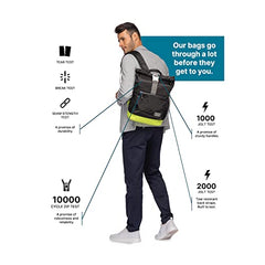 uppercase 14L Roll Top Laptop Backpack| up to 15'' |3x More Water Repellent Sustainable Laptop Bag| Travel Bag for Men & Women(Black) | 750 Days Warranty (Black)