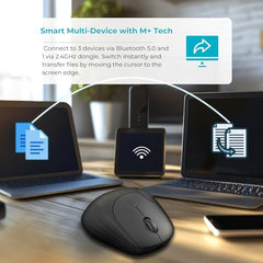Rapoo MT760L Ergonomic MultiDevice Mouse, Rechargeable, Onboard Memory, Blk