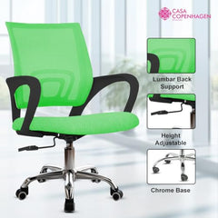 Casa Copenhagen Mesh Mid Back Office/Study/Computer/Revolving/Desk Chair for Work from Home -Metal Base, Height Adjustable Seat - Grey Milange & Black Handle