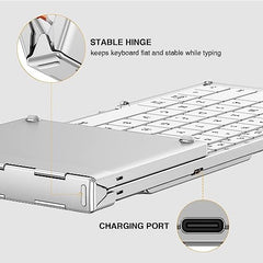 ProtoArc Foldable Bluetooth Keyboard, XK01 Full Size Folding Wireless Keyboard with Number Pad, Portable Travel Keyboard for Windows iOS Android Tablets, Laptops, iPad