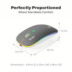 EVM EnGrip Rechargeable Wireless Mouse | 2.4GHz | Type C Charging | 1600 DPI Optical Mouse | LED Lights Ergonomic Mouse | Compatible with Laptop, PC | 1 Year Warranty (EWLM-360-1) Sliver