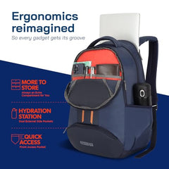 American Tourister Martt+ 01 | 28L Backpack | 17" Laptop Bag | 3.5 Compartments | Office & College Backpack for Men and Women | Rain Cover Included | Grey | 1 Year Global Warranty