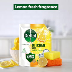 Dettol Dishwash liquid and Kitchen Gel || Cuts Tough Grease || Remove germs || Lemon Fragrance ||1500ml (Refill Pack)