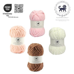 NESTNHAVEN , Plush & Cuddly Sets 2.0 , Chenille Yarn Supersoft Hand Knitting Wool Ball, set of 4 , 400 grams (1 Ball/100 Gram Each) Suitable for Craft, Babywear, Toys , Baby Blankets , 5 Bulky, Shades - NNHS 2.0 (Set 26 baby Pink , lilac , hot pink…