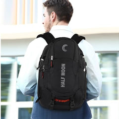 Half Moon 45L Hammer Waterproof Rucksack Bags for Man/Trekking Bags for Men | With 17.3" Laptop Compartment & Rain cover | For Trekking, Hiking, Travel Backpack for Men & Women (Navy Blue)