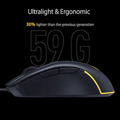ASUS TUF Gaming M3 Gen II Gaming Mouse, Wired, 59g Lightweight, IP56 dust & Water Resistance, Antibacterial Guard, 8K DPI Optical Sensor, 6 Programmable Buttons, Teflon Mouse feet, Black