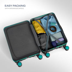 Safari Thorium Neo 8 Wheels Spinner Set of 3 Trolley Bags, Hard Case Polycarbonate, 360° Wheeling Carry on & Check-in Luggage for Men & Women, Suitcase for Travel, Trolley Bags for Travel, Dusk Green