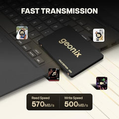 GEONIX 256GB 2.5-Inch SATA III Internal SSD, 6Gb/s Solid State Drive, Up to 570MB/s Read & 500MB/s Write Speed, SSD for PC & Laptop, 5-Year Warranty