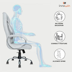 INNOWIN Obama Ergonomic Leatherette Executive High Back Revolving Desk Office Chair (Brown)