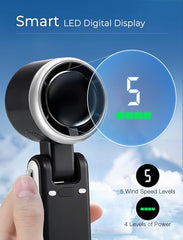 MERTTURM® Handheld Portable Fan, Mini Personal Foldable Small Hand Fan with LED Display, 5 Speeds Adjustable 3600mAh USB Rechargeable Powerful Cooling Turbo Desk Fan for Travel/Outdoor/Home/Office