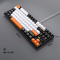MageGee 75% Mechanical Gaming Keyboard with Brown Switch, LED White Backlit Keyboard, 87 Keys Compact TKL Wired Computer Keyboard for Windows Laptop PC Gamer - Retro Grey/White