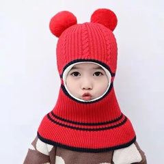 MOMISY Winter Soft Woolen Monkey Cap with Velvet Lining for Baby Boys, Girls, Infant, Toddler, 2-5 Years (in, Age, 2 Years, 5 Years, Red)