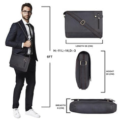 WildHorn Genuine Leather Laptop Messenger Bag for Men | Stylish Office Bag with a Padded Laptop Compartment & Adjustable Strap | Designed to Fit Laptops up to 14 Inches | Backed by a 1-Year Warranty
