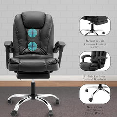 Casa Haus Italia Premium Leatherette Office Chair for Work | Boss Chair, Ergonomic Executive, Luxurious Cushioned Arms & Seat, 2 Point Back Massager, Heavy Duty Metal Base (Burgundy)