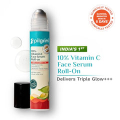 Pilgrim 10% Vitamin C Face Serum for Glowing Skin with Niacinamide - 10ml | 5% Niacinamide & Glutathione, Brightening, Fades Dark Spots & Evens, Dullness, Sensitive Skin Safe, Oil Free, All Skin Types