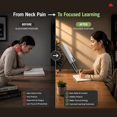 EasyRead Plus Book Stand for Table & Laptop Stand Combo, Adjustable Book Holder with 6 Height Levels, Foldable Ergonomic Laptop Stand for Hands-Free Reading, Study & Work Setup