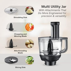 Prestige Prisma Pro 750W 5 Jars Mixer Grinder|Stainless Steel Jars 3U, Multi Utility Jar 1 U, & Juice Jar 1 U|6 Super-Efficient Blades|Black & Silver