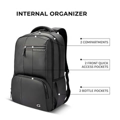 Gear Vintage 4 19"/29L anti theft faux leather Medium Water Resistant Laptop Backpack/Casual Backpack/Daypack/Travel Backpack/College Bag For Men/Women(Pitch Black-Black)