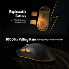 Cosmic Byte Aether Tri-Mode Wireless Gaming Mouse | 2.4GHz + Bluetooth + Wired | Pixart PAW3311 Sensor | 12000 DPI | 1000Hz Polling | 55g | 100M TTC Optical Switches | Replaceable Battery (Black)