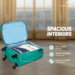 Aristocrat Duralite Set of 3 Soft Case (S+M+L) Trolley Bags, Red | 8-Wheels, Spacious, Zipper Expander, Front Pocket, Polyester Case, Combination Lock, Travel Luggage, 3-Year Global Warranty