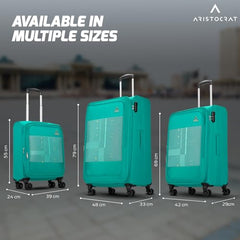 Aristocrat Duralite Set of 3 Soft Case (S+M+L) Trolley Bags, Red | 8-Wheels, Spacious, Zipper Expander, Front Pocket, Polyester Case, Combination Lock, Travel Luggage, 3-Year Global Warranty