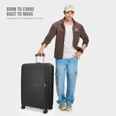 HRX Parabola 3-Piece Luggage Set Intergallcatic Grey Polypropylene Hard Shell Suitcase Set - Premium Travel Trolley Bags with 8 Spinner Wheels, Number Lock & Water Resistant Body