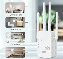 HIKwifi GIANAC 1200 Mbps Dual Band WiFi Extender with Ethernet Port, WiFi Repeater Dual Booster 2.4GHz and 5GHz, Wireless Internet Range Extender, Supports Up to 80 Devices for Home & Office