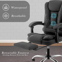Casa Haus Italia Premium Leatherette Office Chair for Work | Boss Chair, Ergonomic Executive, Luxurious Cushioned Arms & Seat, 2 Point Back Massager, Heavy Duty Metal Base (Burgundy)