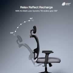 Green Soul Jupiter Superb | Ergonomic Mesh Office Chair for Work | 3 Year Warranty | Multi-Lock Synchro Tilt Recline Mechanism | 2D Armrest | Adjustable Lumbar | High Back | Black