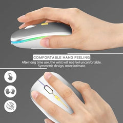 BUYFLUX LED Wireless Mouse, Slim Silent Mouse 2.4G Portable Mobile Optical Office Mouse with USB & Type-c Receiver, 3 Adjustable DPI Levels for Notebook, PC, Laptop, Computer (Black)