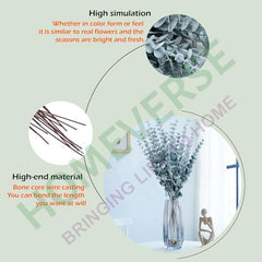 HOMEVERSE Artificial Faux Eucalyptus Stems, Green, 24pcs | Fake Leaves, For Wedding Bouquet Centerpiece, For Table Decoration, Vase Not Included