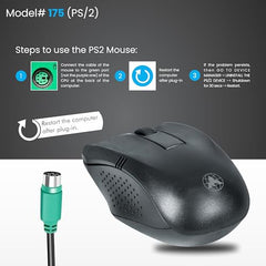 Prodot PS2 Plug & Play Ergonomic Wired Mouse I High Resolution 1000 DPI Optical Sensor I 5M Key Press Life & Clickable Scroll Wheel I 1 Year Warranty I Works with Windows, iOS, Linux