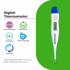 D MEDICARE Rechargeable Blood Pressure Monitor, Glucometer Set & Digital Thermometer Combo | Home Health Care Kit | BP, Blood Sugar & Temperature Monitoring (RECOMB-100)