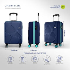 Safari Pentagon Pro 8 Wheels Set of 3 (Cabin + Medium + Large) Trolley Bags, Hard Case Polypropylene, 360º Wheeling Luggage, Suitcase for Travel, Cyan, Spinner Wheels
