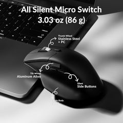 Keychron M6 Silent Wireless Gaming Mouse, 1000Hz Polling, Bluetooth 5.3/2.4GHz/Wired, PixArt 3311 Optical Sensor up to 12,000 DPI, Lightweight 3.03 oz(86g), Programmable, for Windows/Mac/Linux – Black