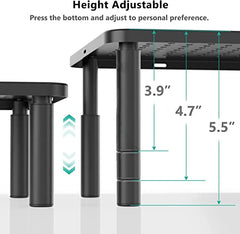TARKAN Monitor Stand for Desk, Laptop PC Riser 3 Height Adjustable with Airflow Vents (Steel | Black)