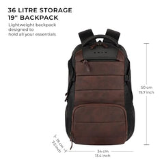 Gear Aspire 3 19"/35L Large Faux Leather Water Resistant Laptop Backpack | Casual Backpack | Daypack | Travel Backpack | College Bag For Men/Women (Brown - Brown)
