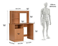 DeckUp Zeus Engineered Wood Study Table and Office Desk (Wotan Oak & White)